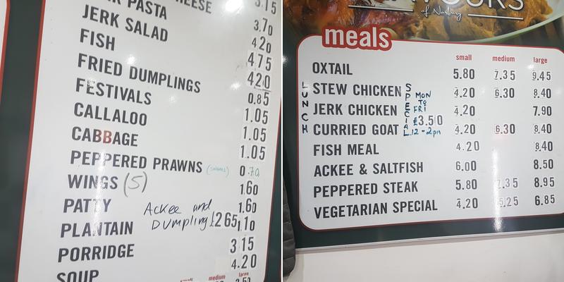 Flavours London Menu