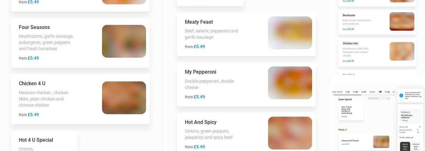 Pizza Hot 4 You Menu