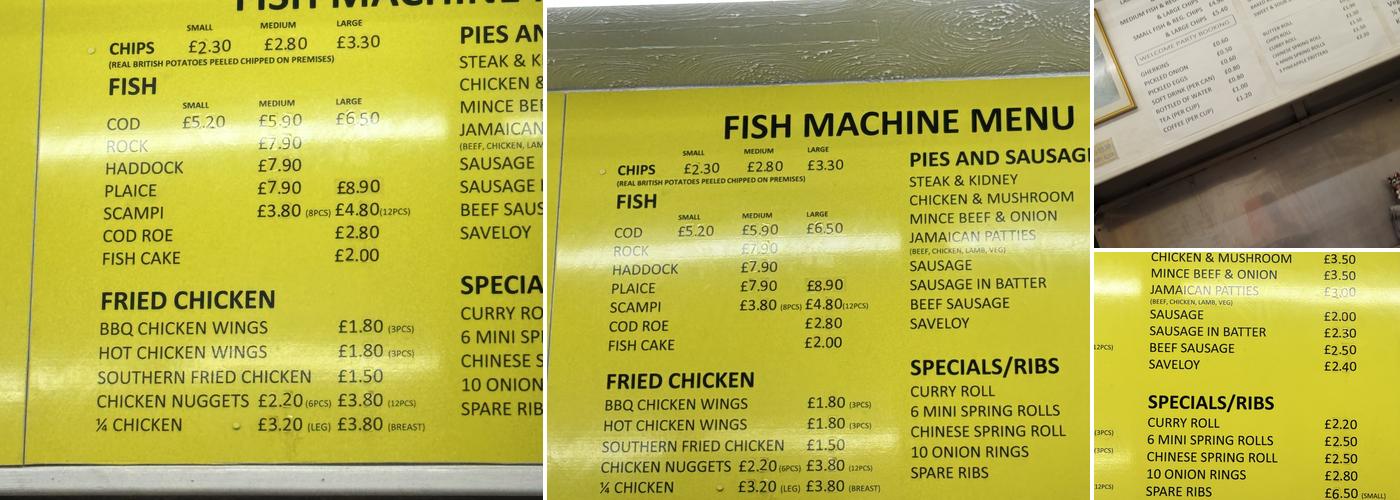 Fish Machine Menu
