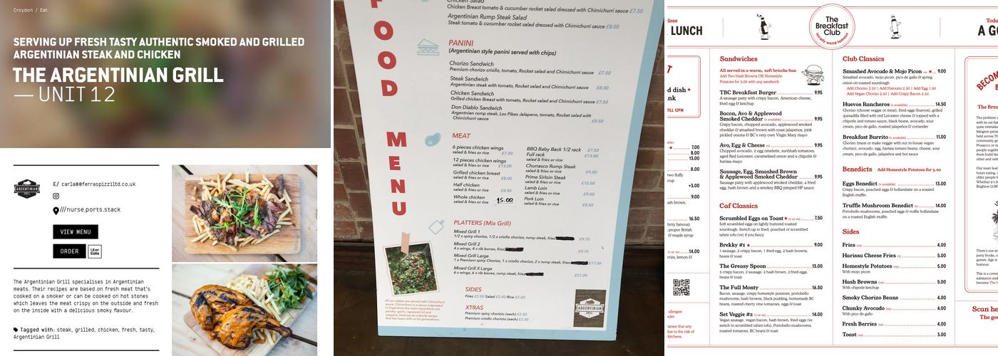 Argentinian Grill Menu