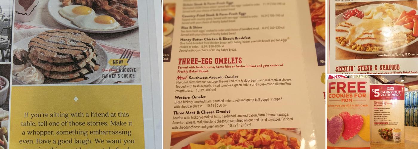 Bob Evans Menu