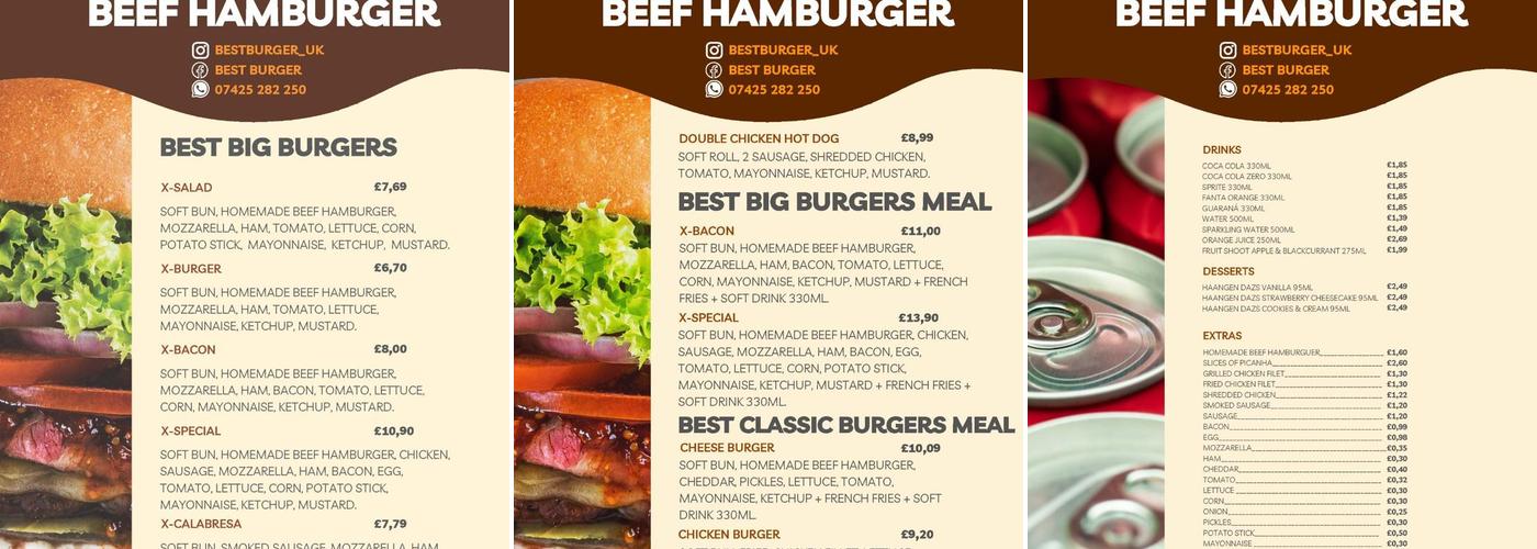 Best Burger UK Menu