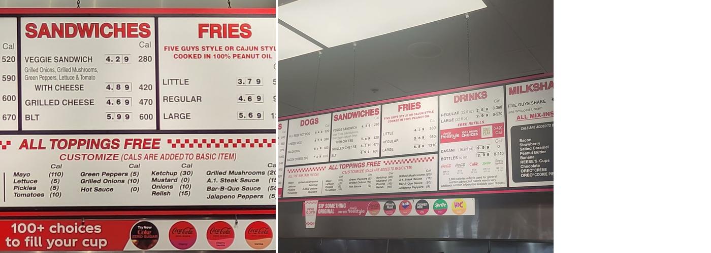 Five Guys Menu