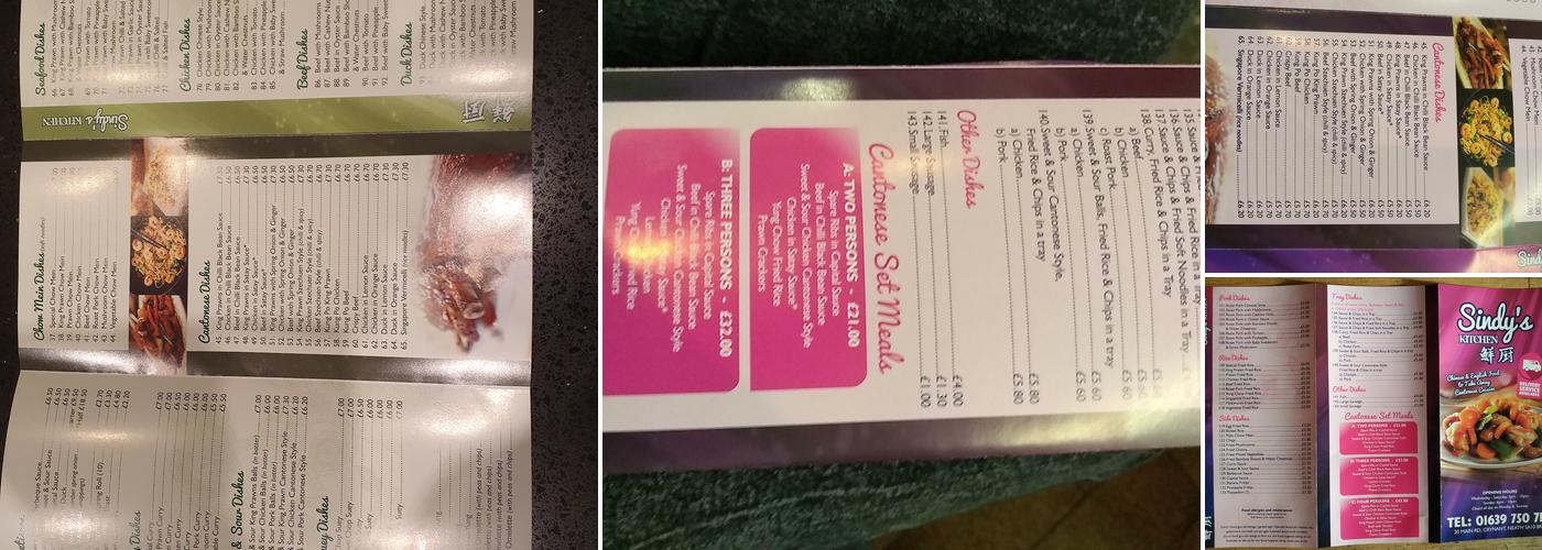 Sindy's Kitchen Menu