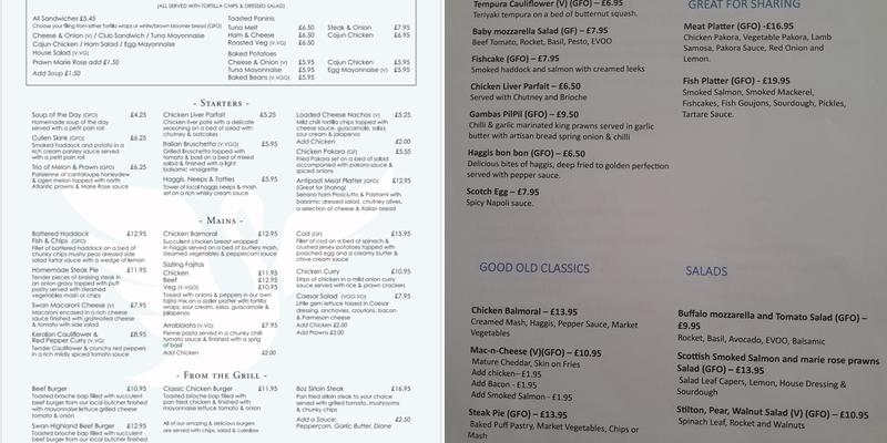 The Swan Menu