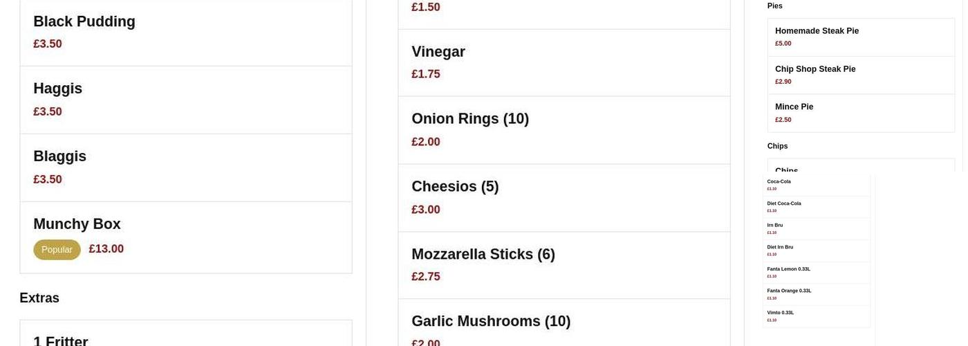 Top O' The Brae Fish & Chips Menu