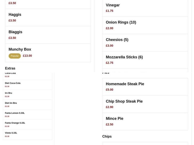 Top O' The Brae Fish & Chips Menu