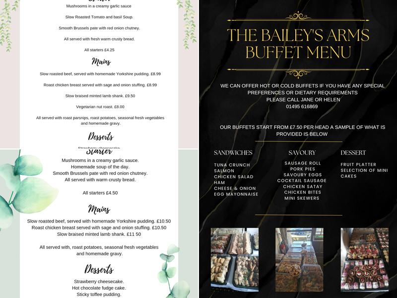 The Bailey Arms Menu