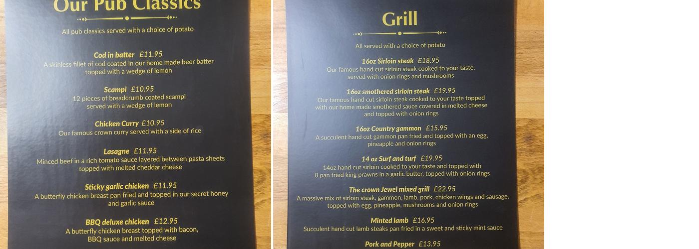 The Crown Inn Menu