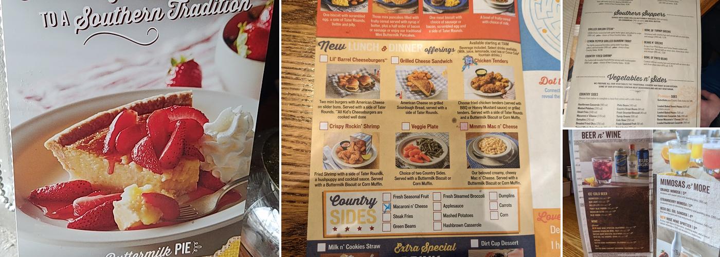 Cracker Barrel Old Country Store Menu