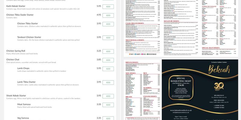 Bekash Tandoori Restaurant & Take Away Menu