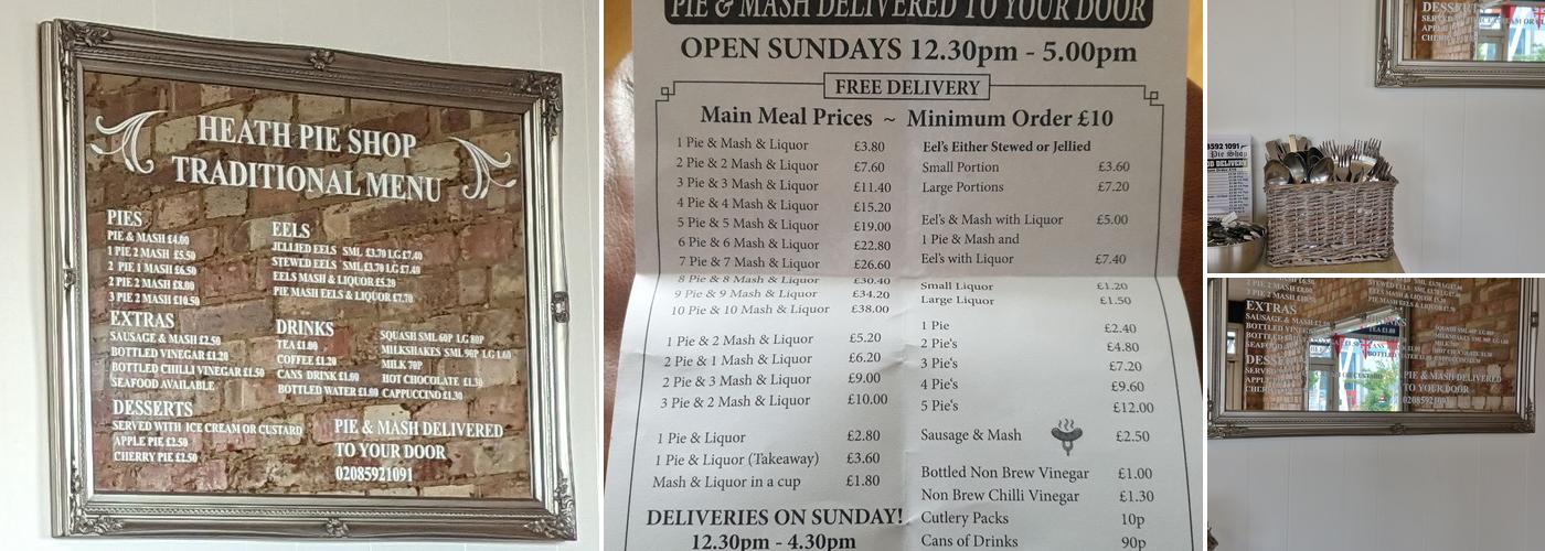 The Heath Pie Shop Menu