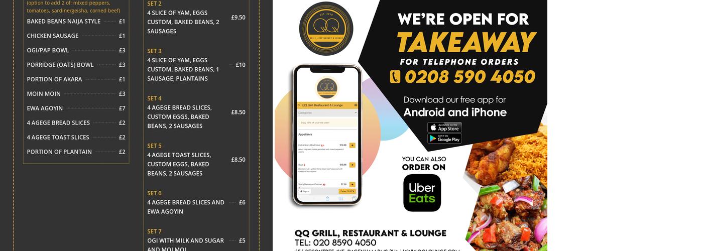 QQ Grill, Restaurant & Lounge Menu