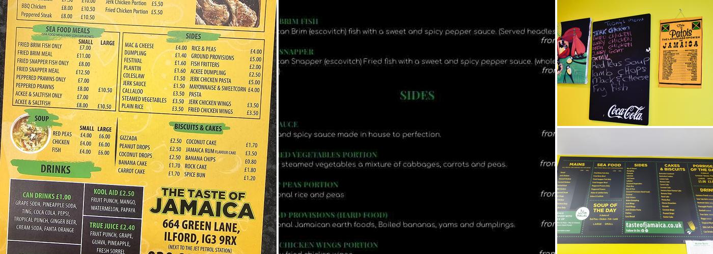 The Taste of Jamaica Caribbean Cuisine Menu