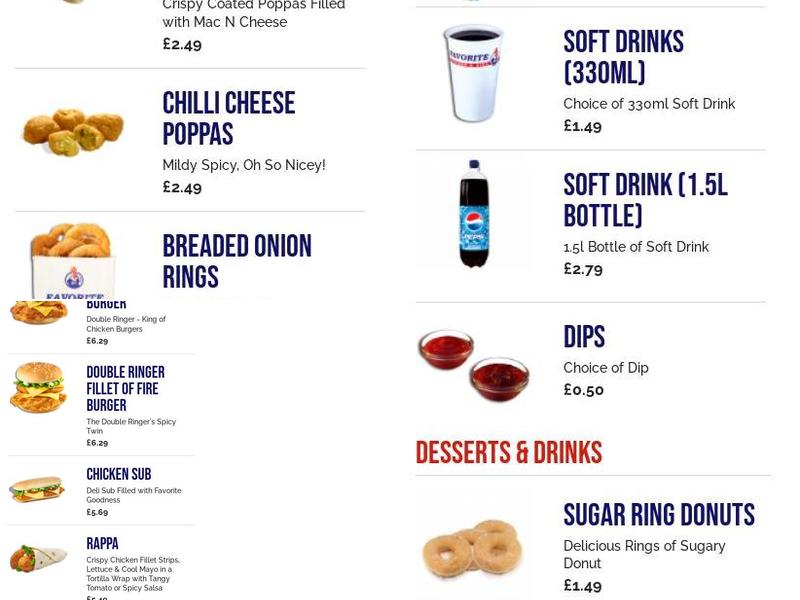 Favorite Chicken & Ribs Rainham Menu