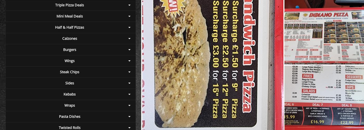 Indiano Pizza (Dagenham) Menu