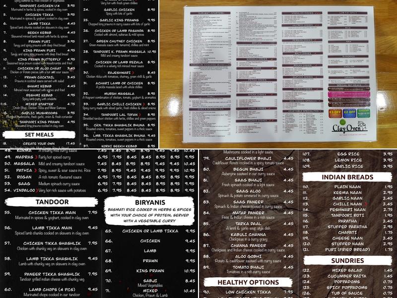 Clay Oven Menu