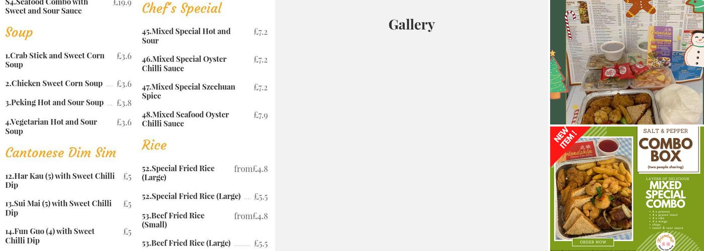 Friendship Chinese Take Away Menu