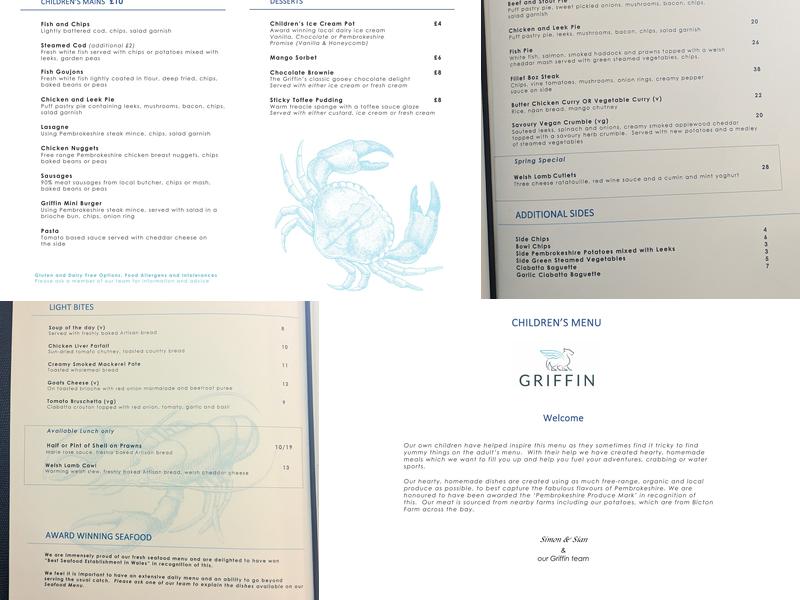 The Griffin Menu