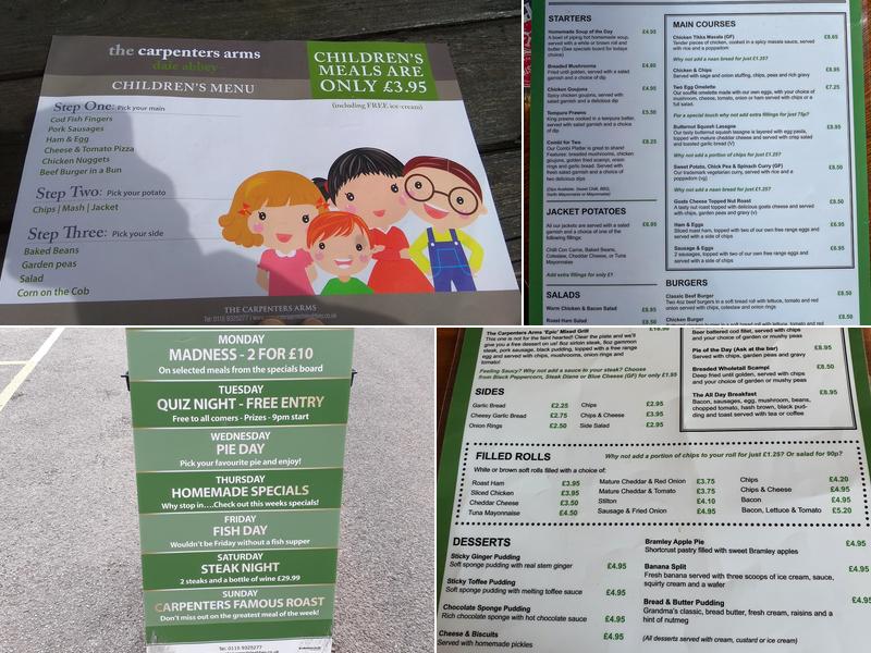 The Carpenters Arms Menu