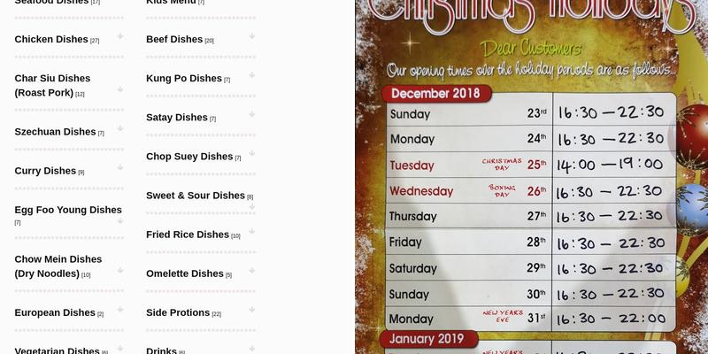 Jade Garden Chinese Takeaway Menu