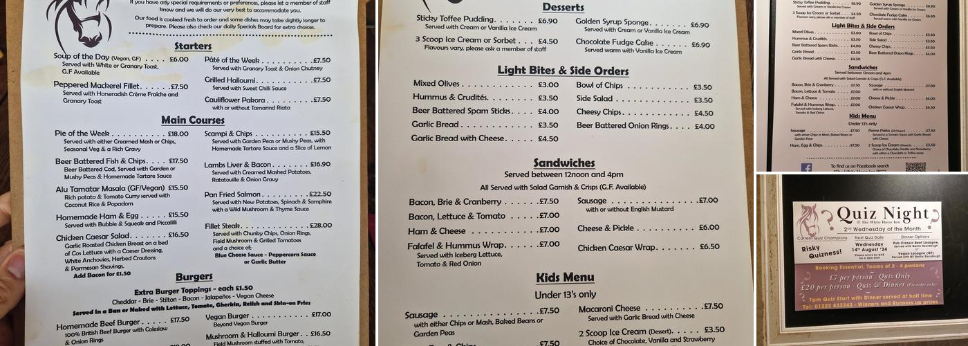 The White Horse Inn Menu