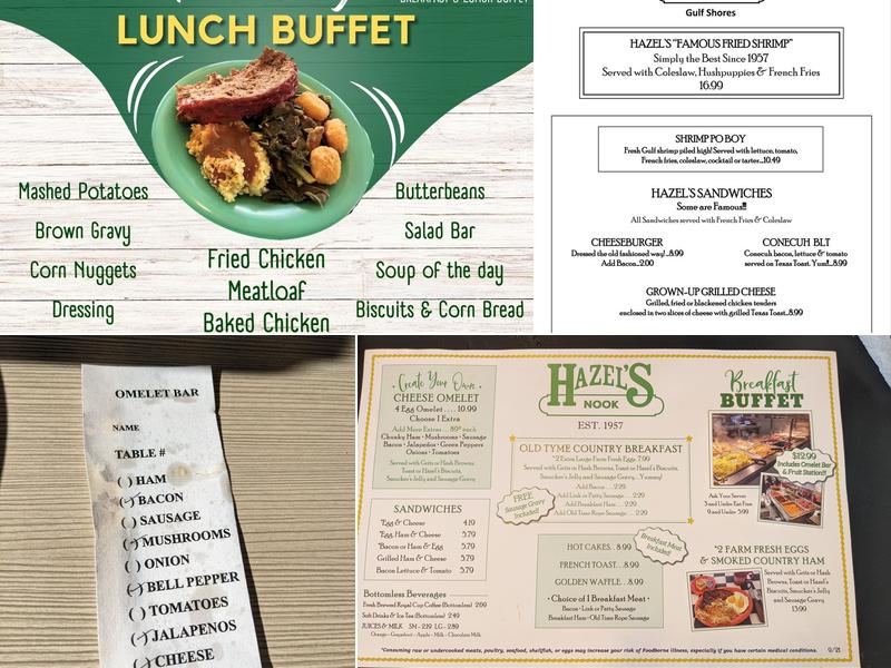 Hazel's Nook Menu