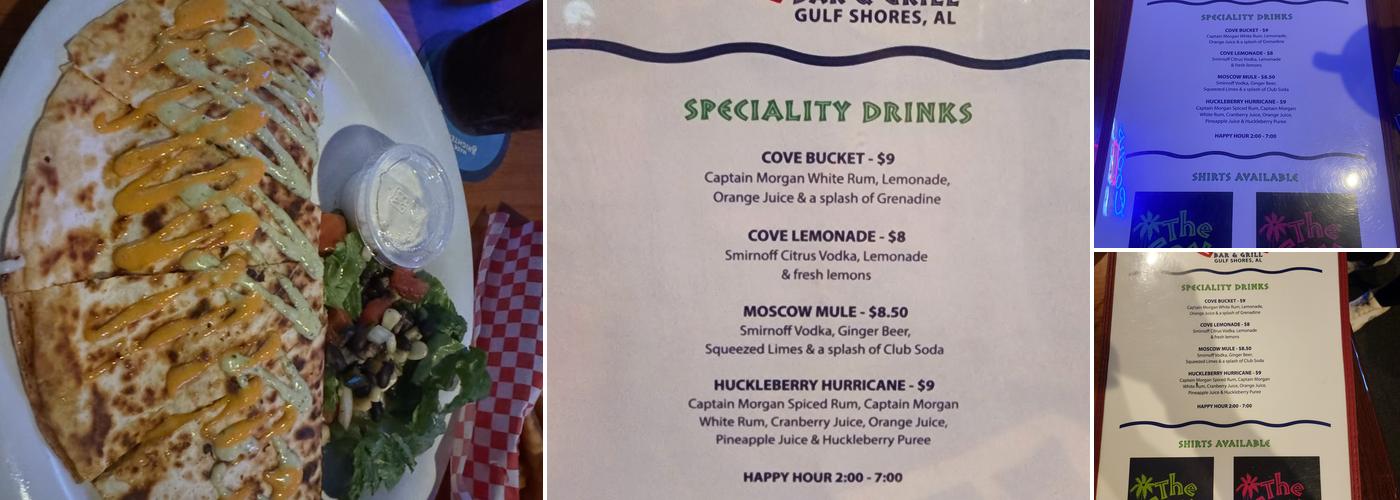The Cove Bar and Grill Menu