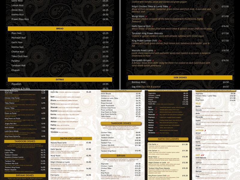 Hathi Indian Restaurant Menu