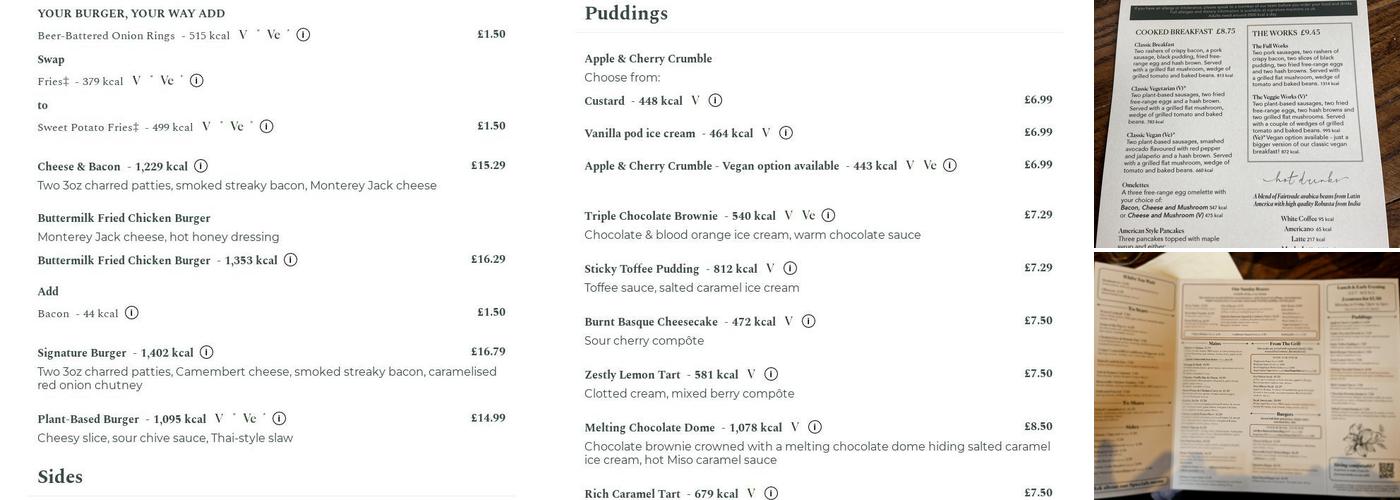 Grouse & Claret Menu