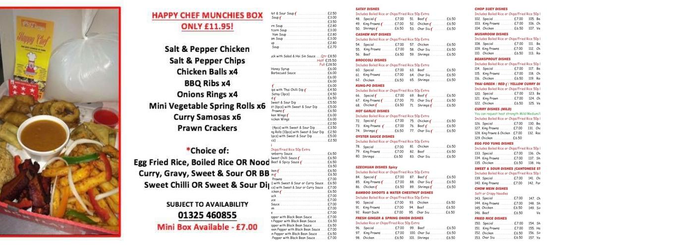 Happy Chef Menu