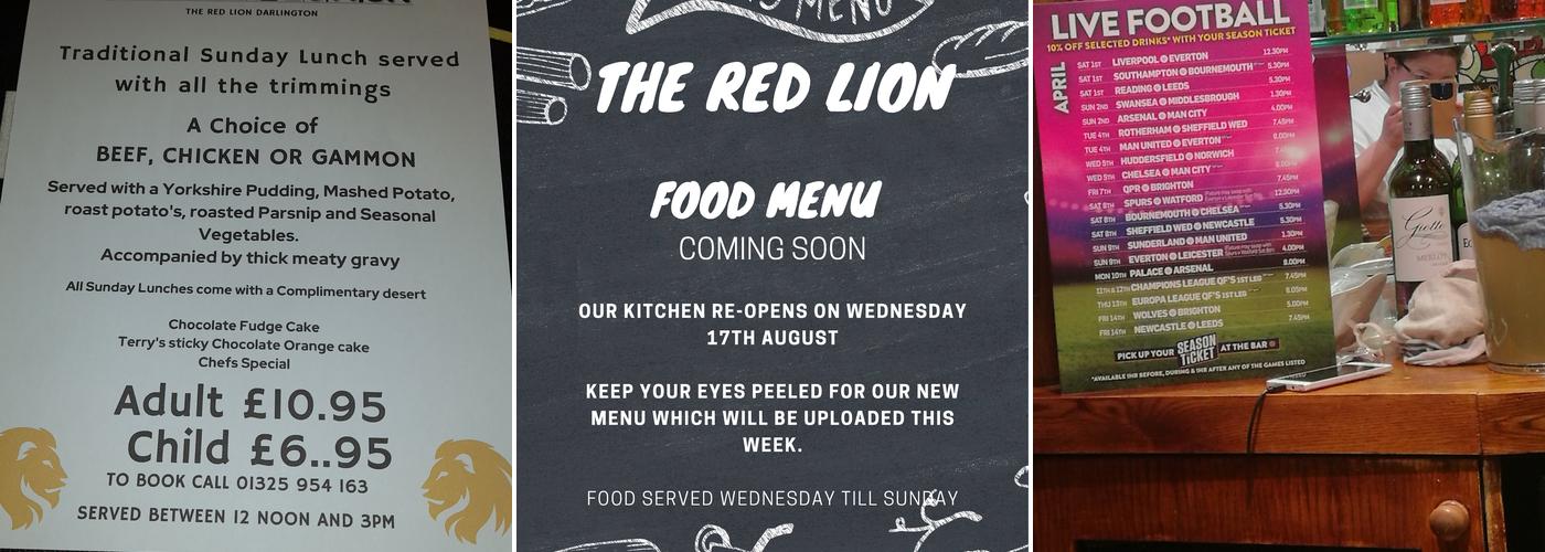 Red Lion Menu