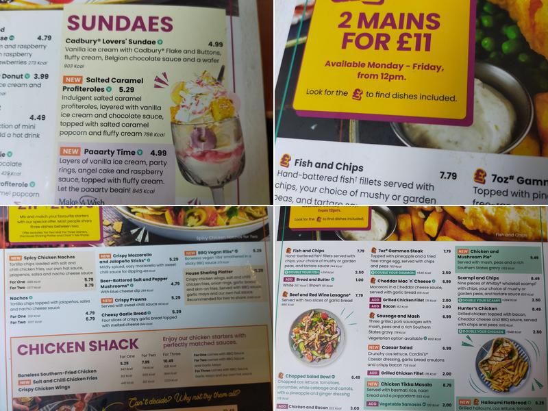 The White Horse Menu