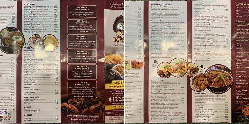 CURRY EXPRESS Menu