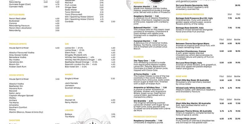 Bar Forno - Champagne & Cocktail Bar Menu
