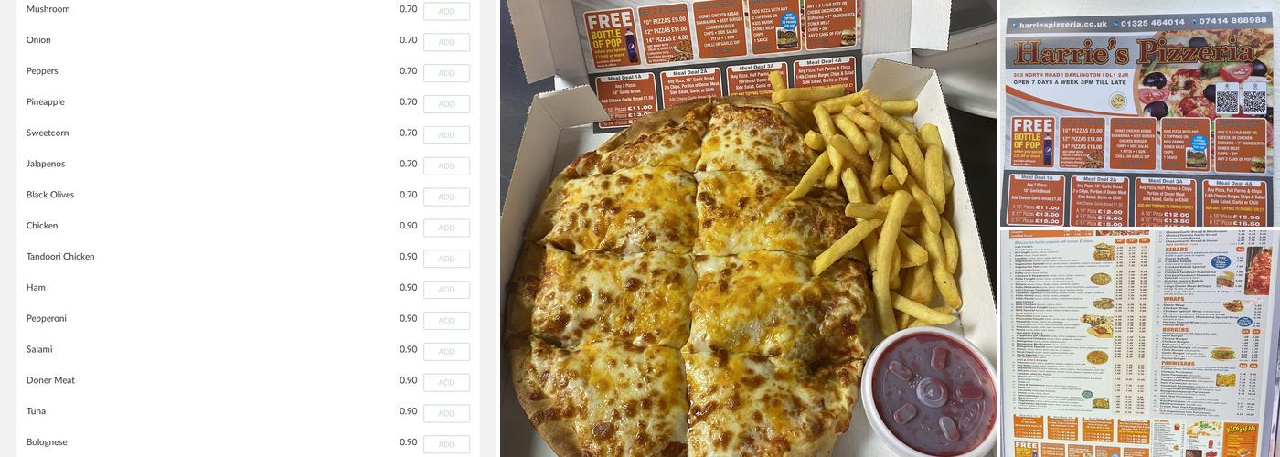 Harries Pizzeria Menu