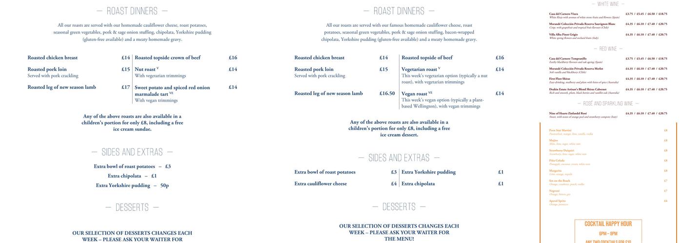 The Malt Shovel Menu