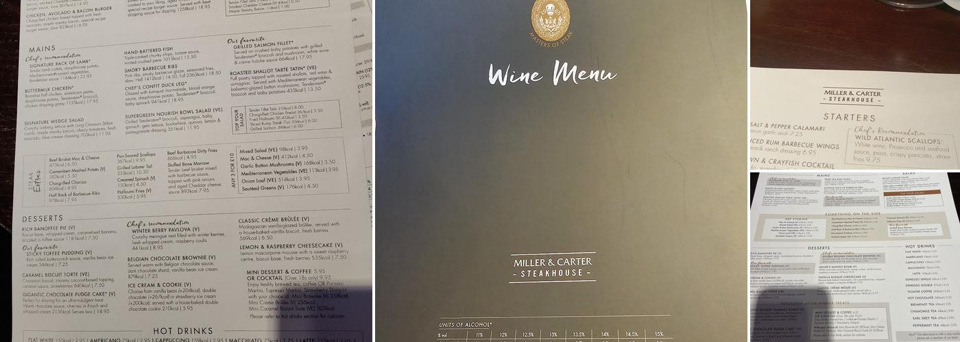 Miller & Carter Dartford Menu