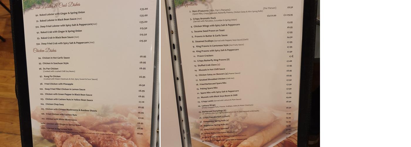 Peking Garden Restaurant Menu