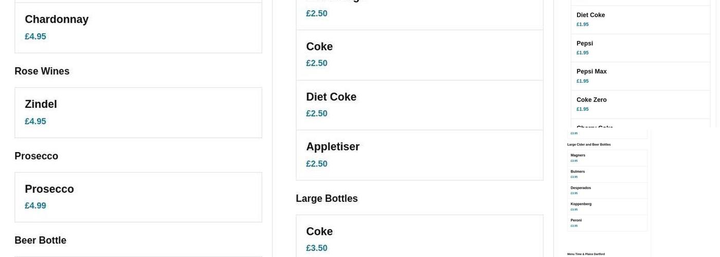 Time & Plaice Dartford Menu