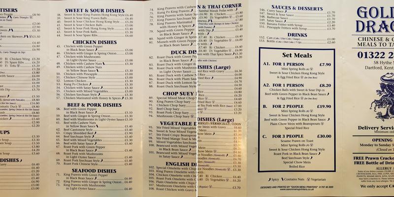 Golden Dragon Menu