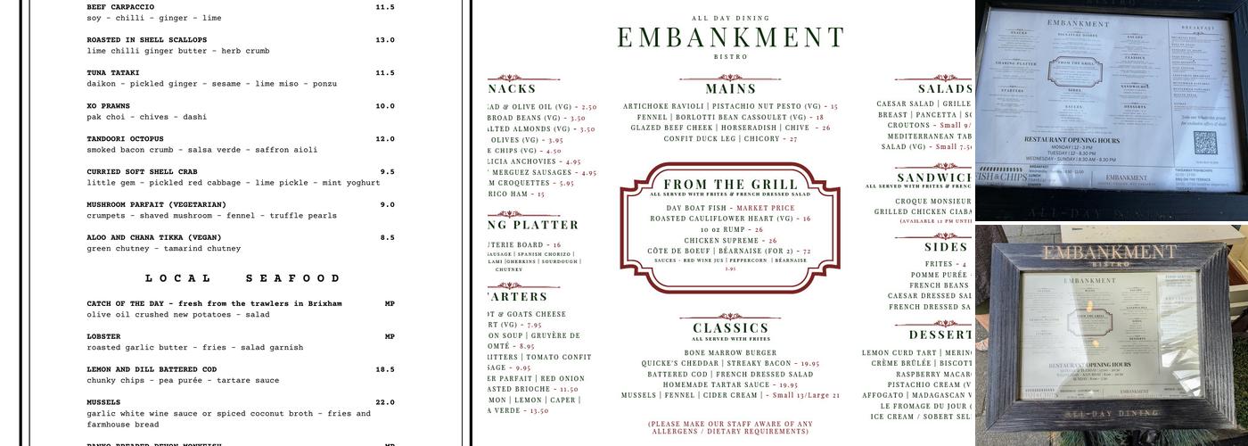 Embankment Bistro Menu