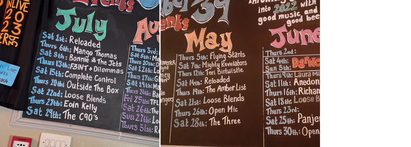 Number 39 Brewery Tap Darwen Menu