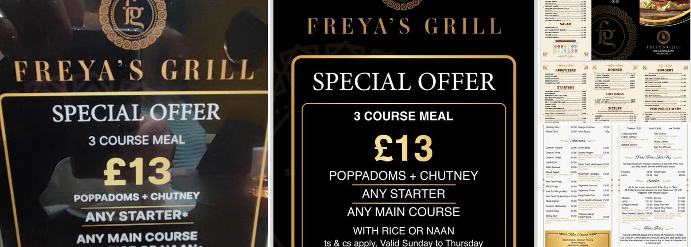 Freya's grill Menu