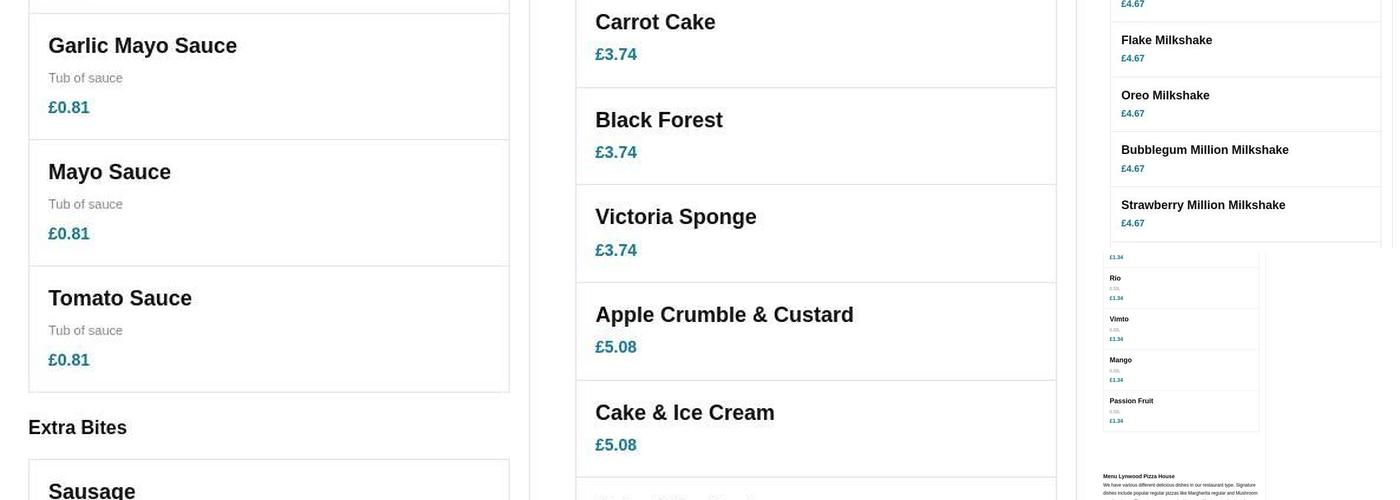 Lynwood Pizza House Menu