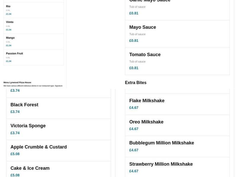 Lynwood Pizza House Menu