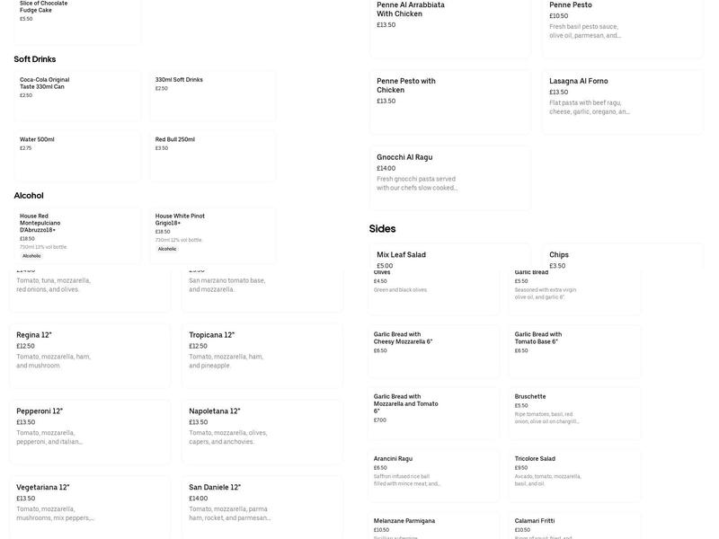 Franco's Italian Wine Bar and Lounge Menu