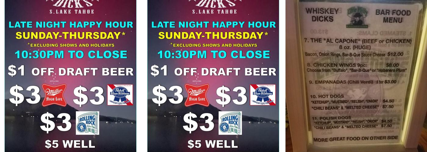 Whiskey Dicks Menu