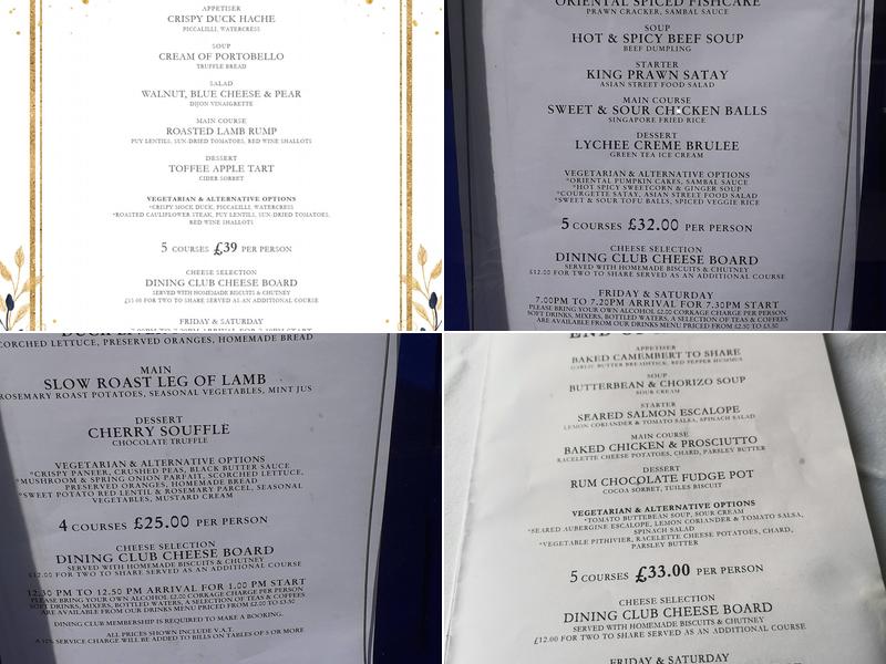 The Dining Club Ltd Menu