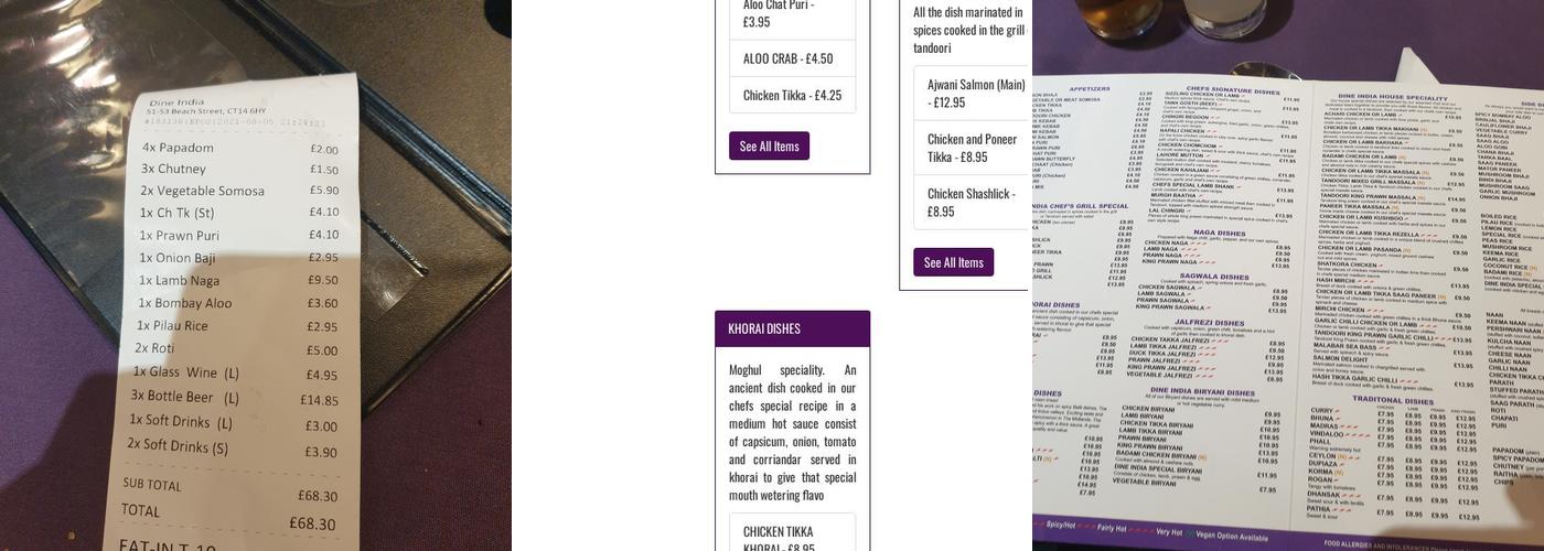 Dine India Menu